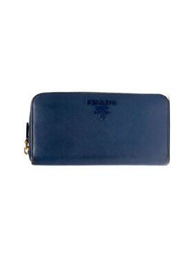 Prada Navy Leather Zip Wallet